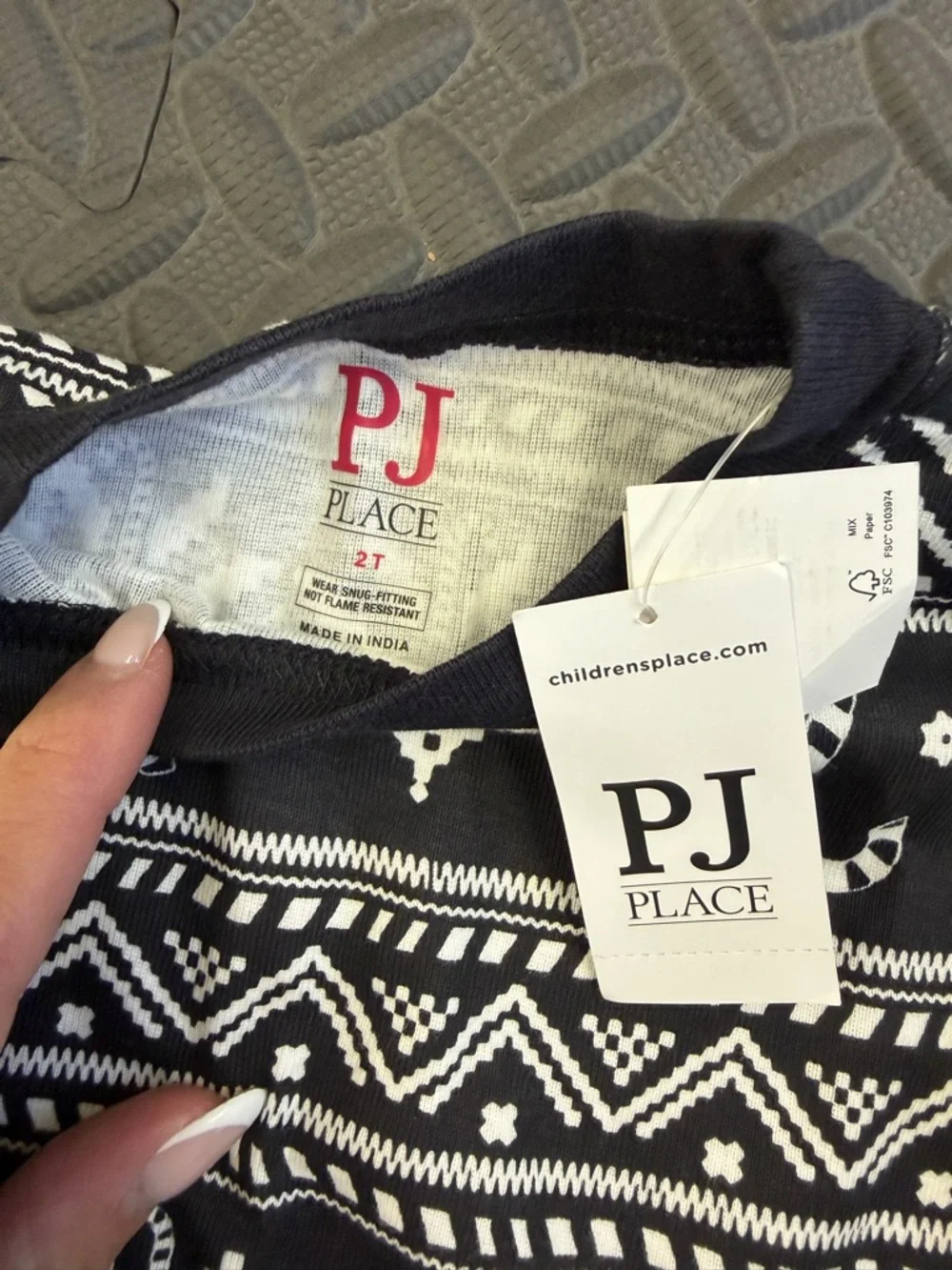 The Children's Place Black & White Holiday Sweater Pajama Set